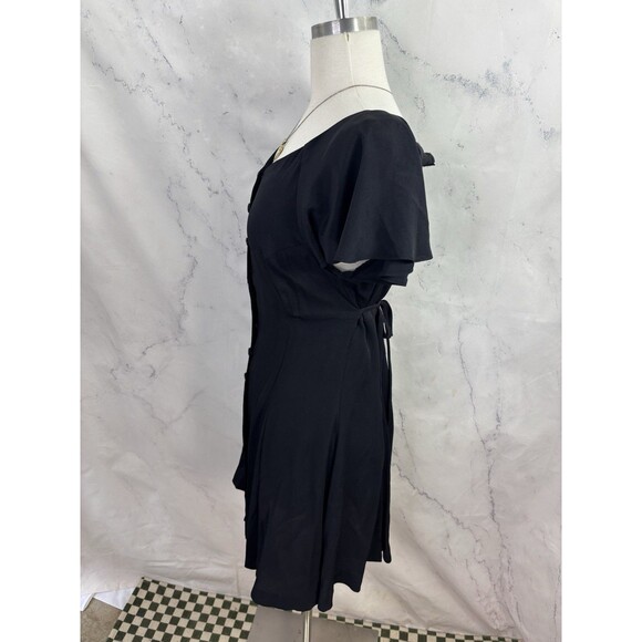 Betsey Johnson 90s USA Dress Sz M Fit Flare Black Punk Goth Emo Button Witchy - Picture 16 of 16